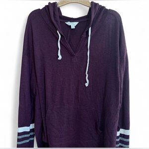 Market & Spruce Plum Hoodie with White Accents
